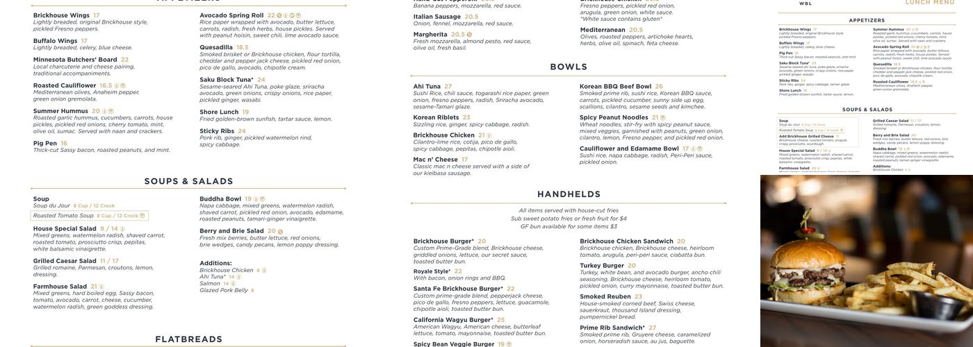 Brickhouse Food and Drink Menu