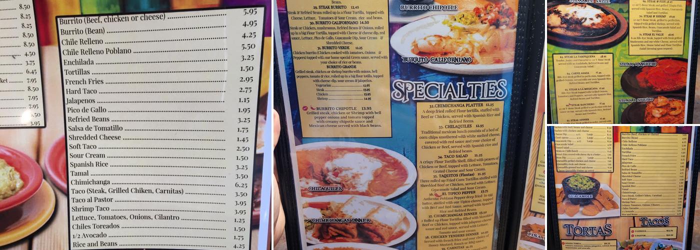 El Torero Menu