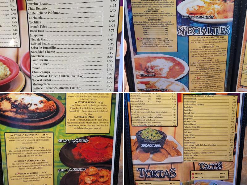 El Torero Menu