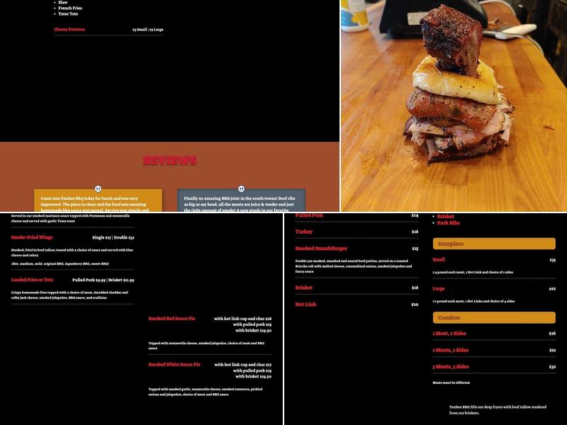 Yankee BBQ, Simple Craft BBQ Menu