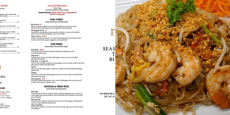 Seasoning Thai Bistro Webster Menu