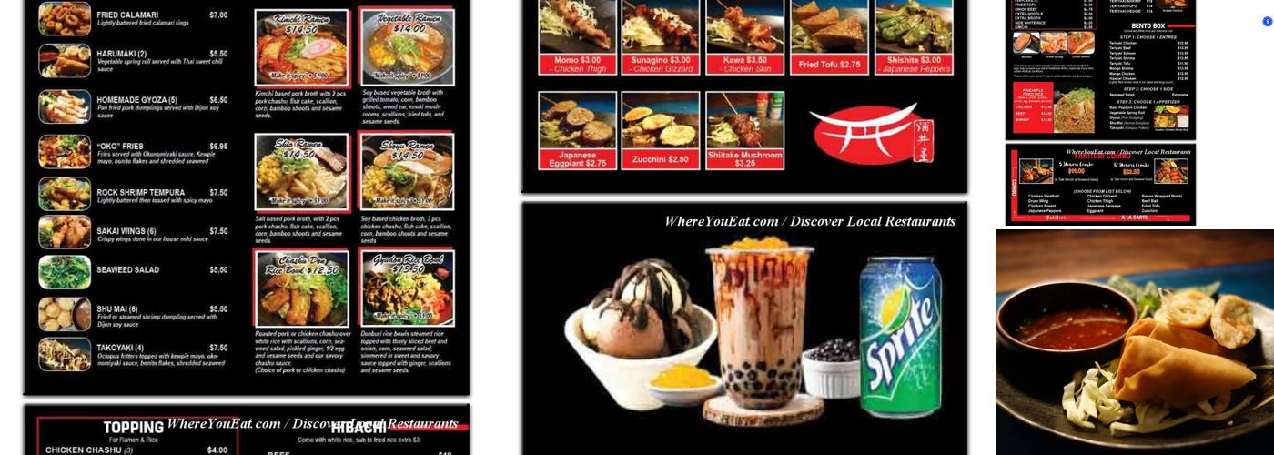 Sakai Ramen and Izakaya Menu