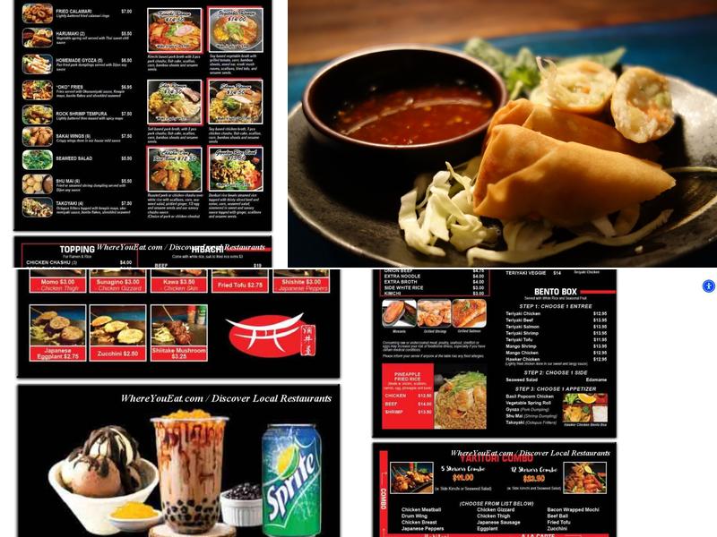 Sakai Ramen and Izakaya Menu