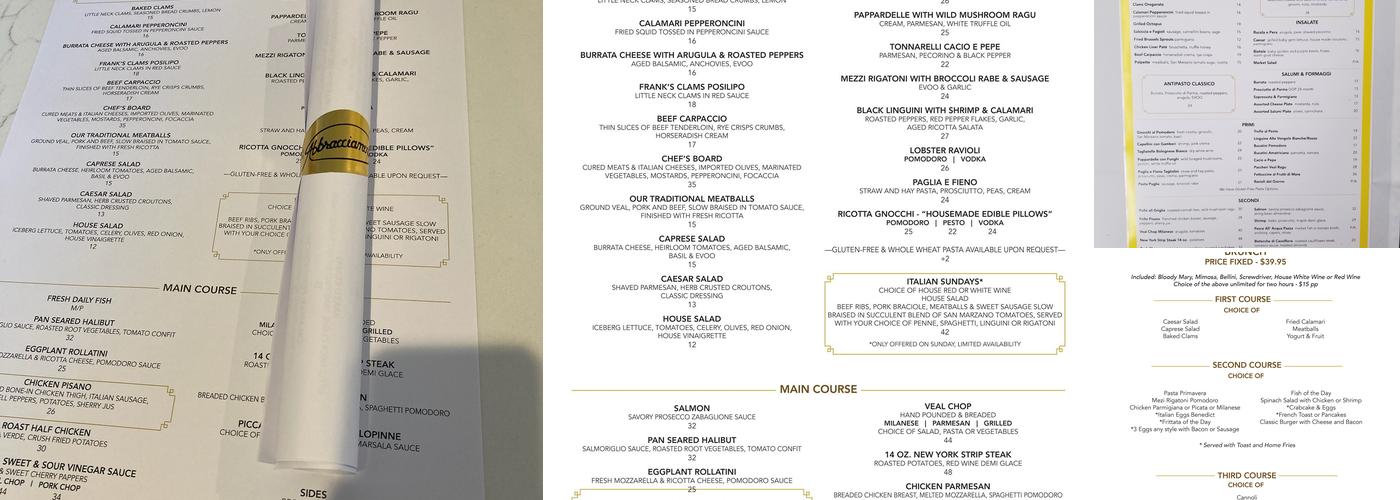Abbracciamento Menu