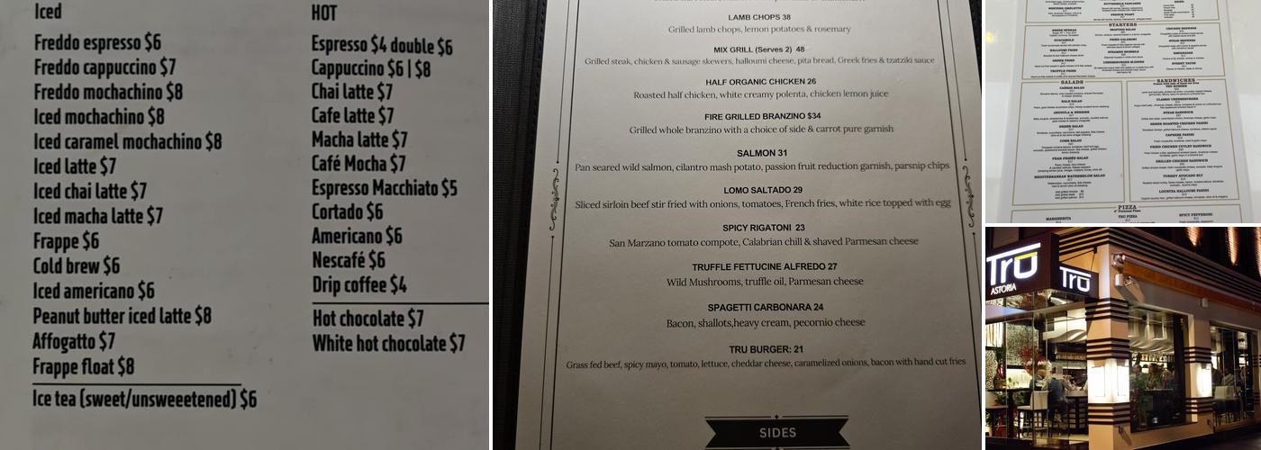 TRU Astoria Menu