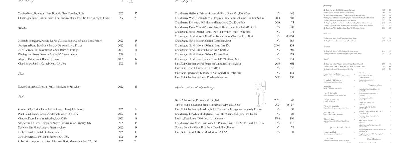 Nanas Menu