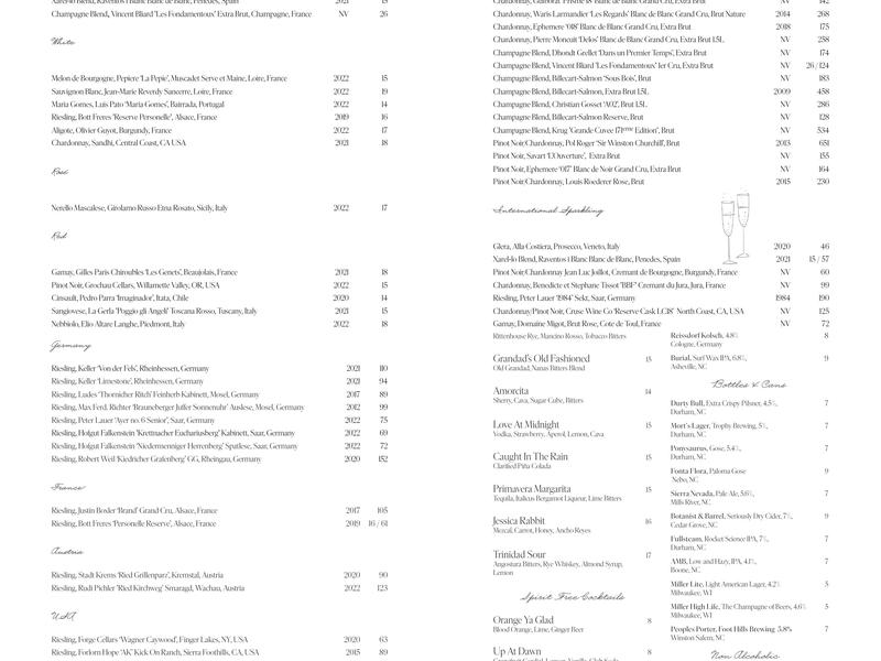 Nanas Menu