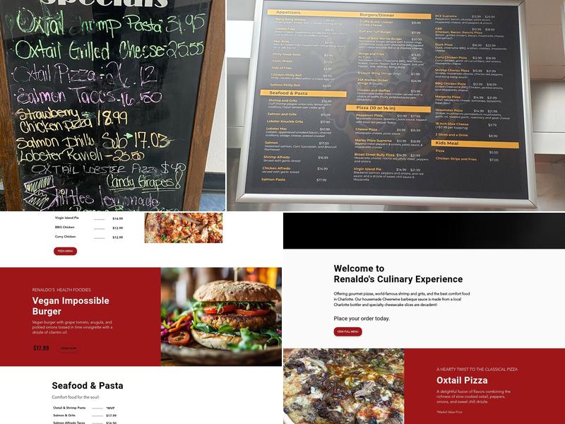 Renaldo's Culinary Experience Menu