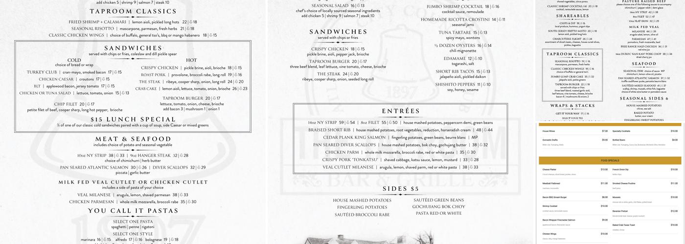 The Taproom Bar & Grille Menu