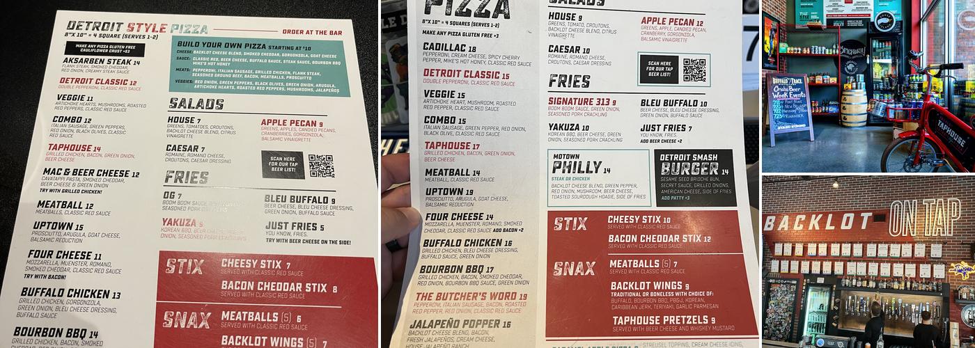 Backlot Taphouse Menu