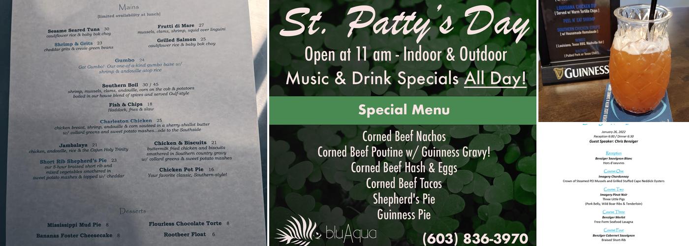 bluAqua Restrobar Menu