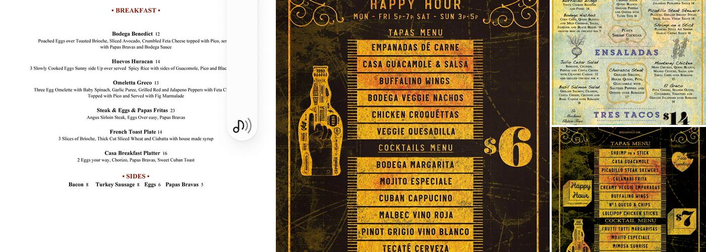 Bodega Bar & Kitchen Menu