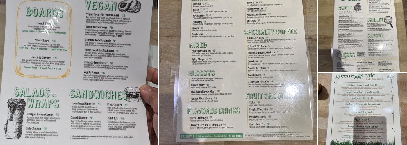Green Eggs Cafe Menu