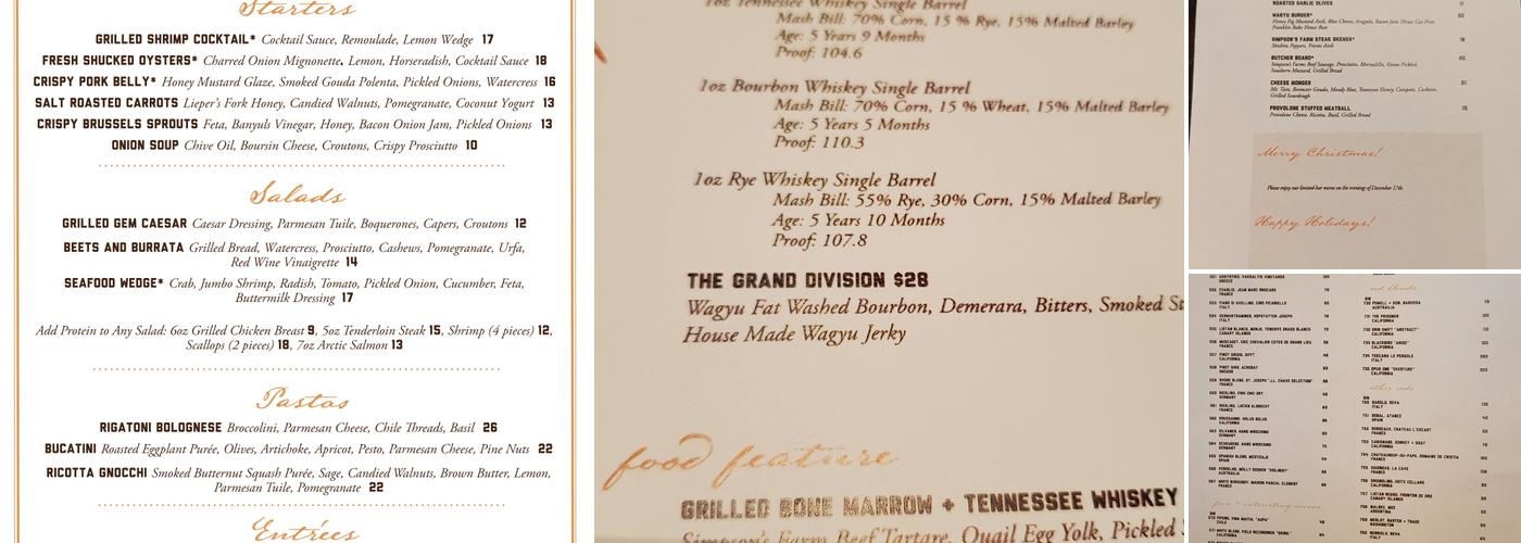 1799 Kitchen & Cocktails Menu
