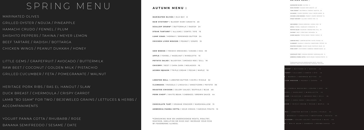 Alea Menu