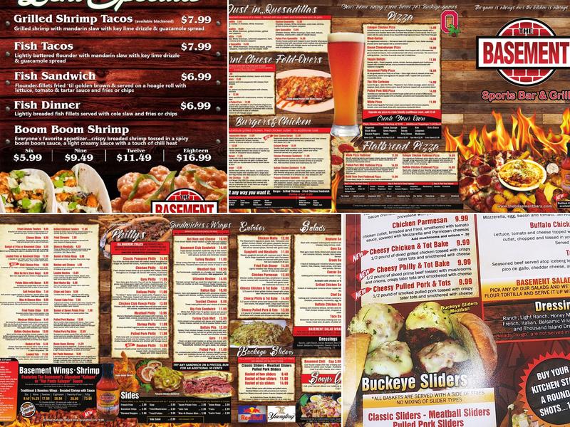 The Basement Sports Bar & Grill Menu
