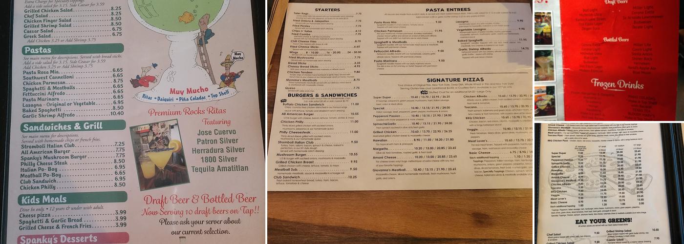 Spanky's Menu