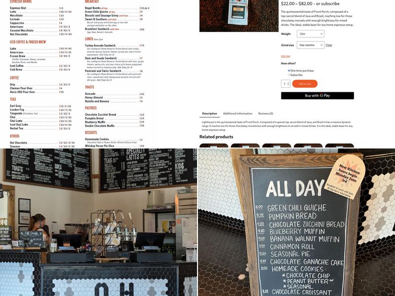 Front Porch Coffee Co. & Bakery Menu