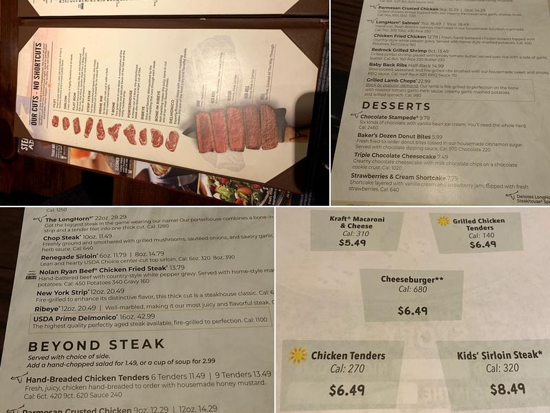 LongHorn Steakhouse Menu