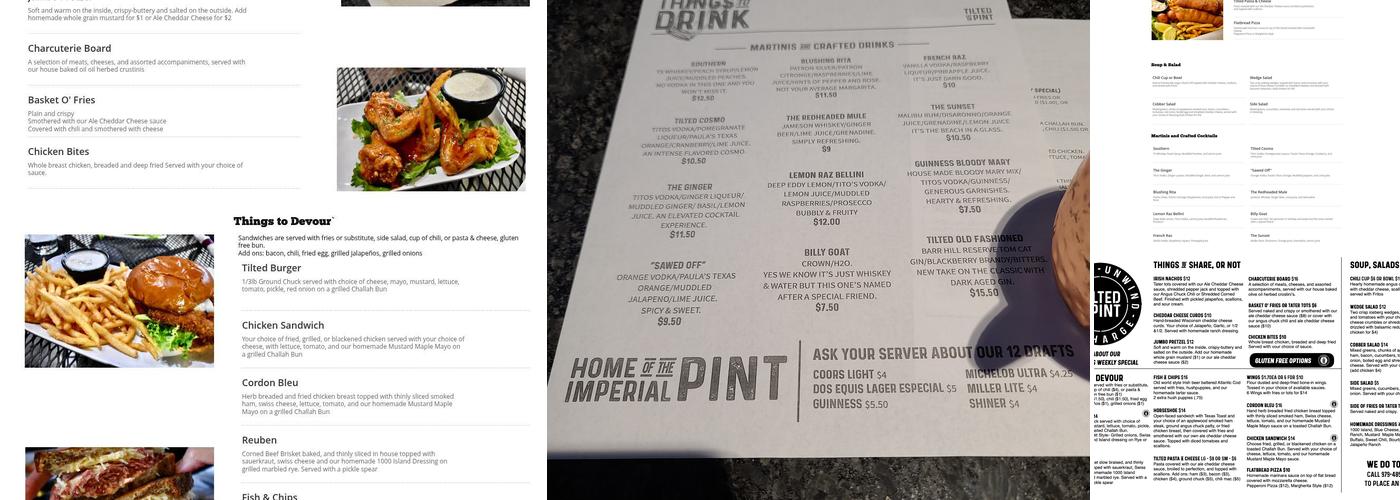 Tilted Pint Menu