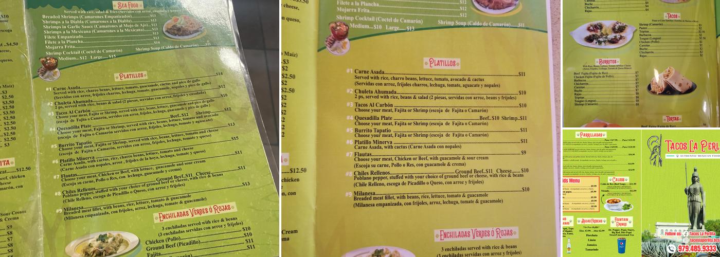Tacos La Perlita Menu