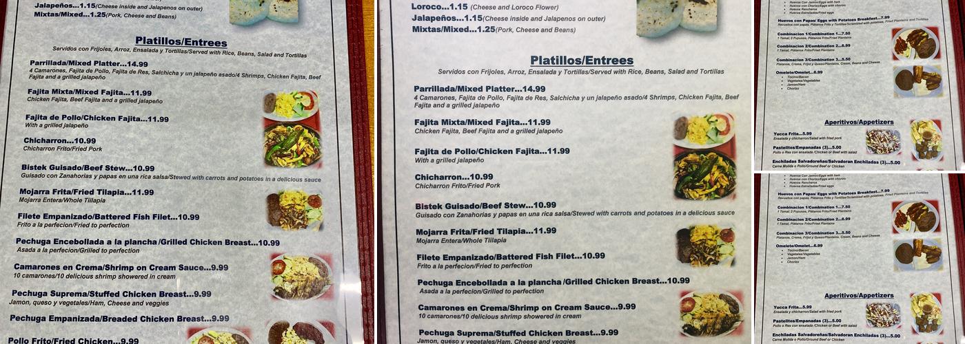 Flores Pupuseria Menu