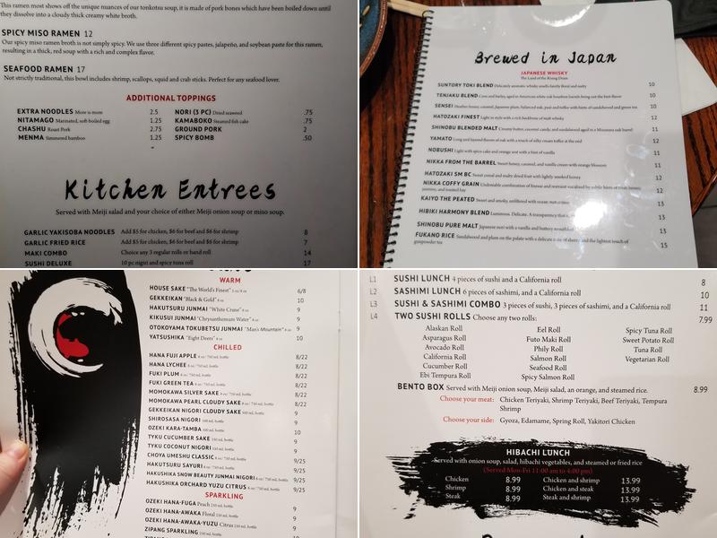 Meiji Experience Japan Menu