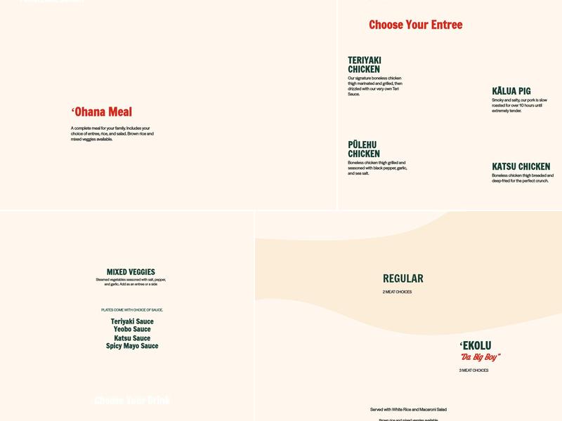 Mo' Bettahs Hawaiian Style Food Menu