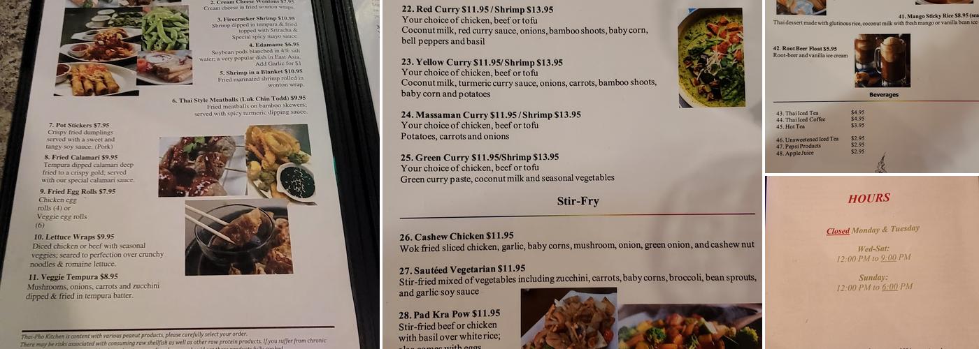 Thai-Pho Kitchen Menu