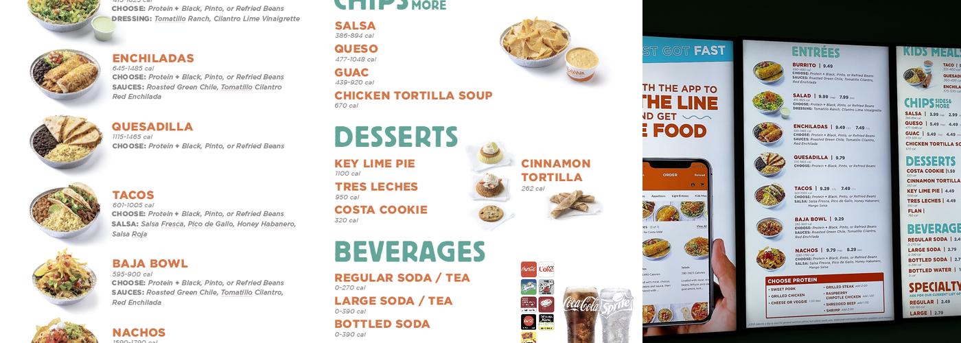 Costa Vida Menu