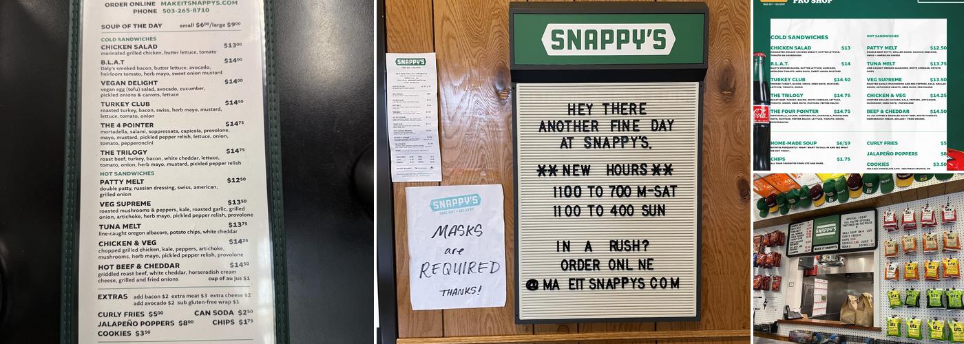 Snappy's Menu
