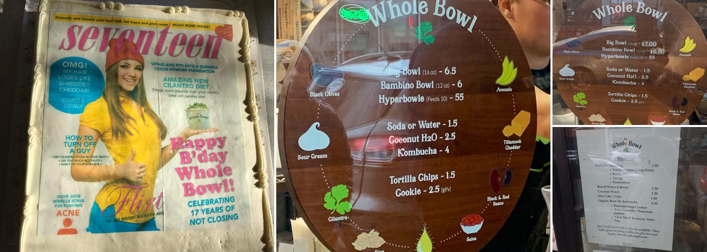 The Whole Bowl Menu