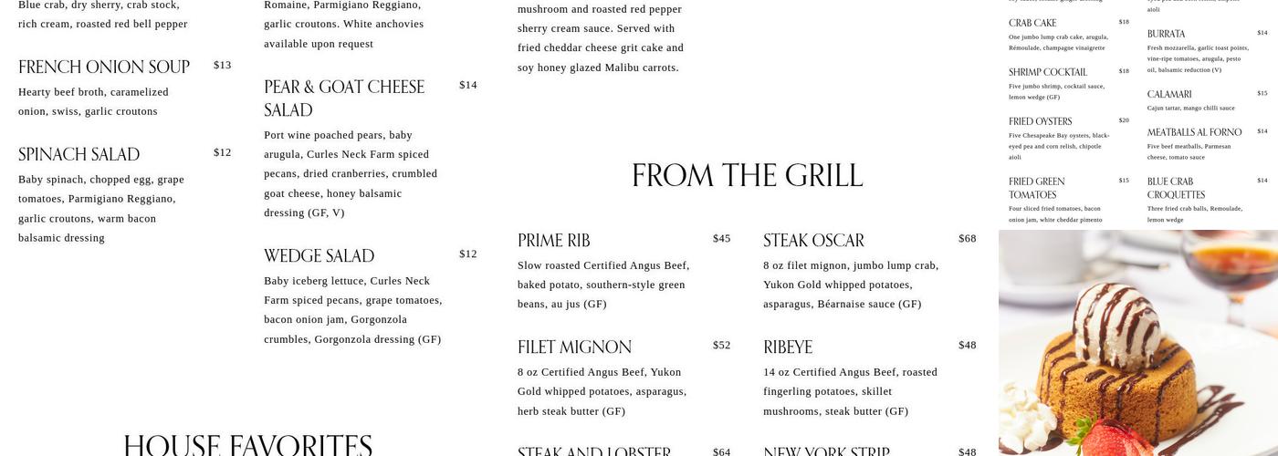 The Tobacco Company Restaurant Menu