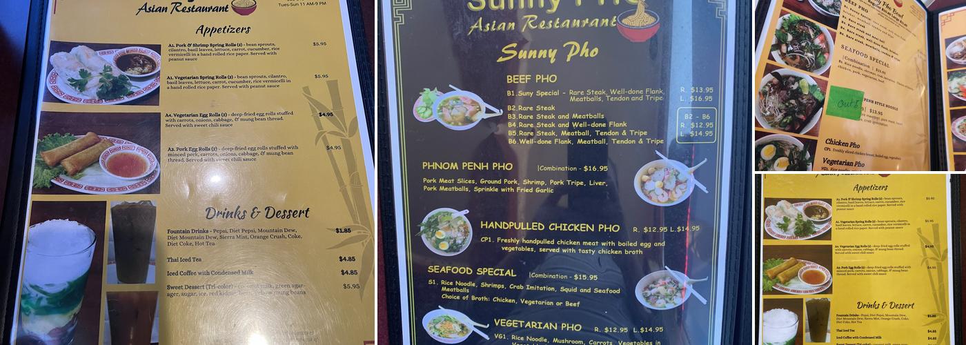 Sunny Pho Menu