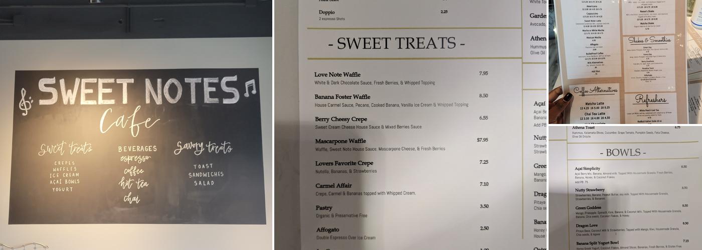 Sweet notes cafe Menu