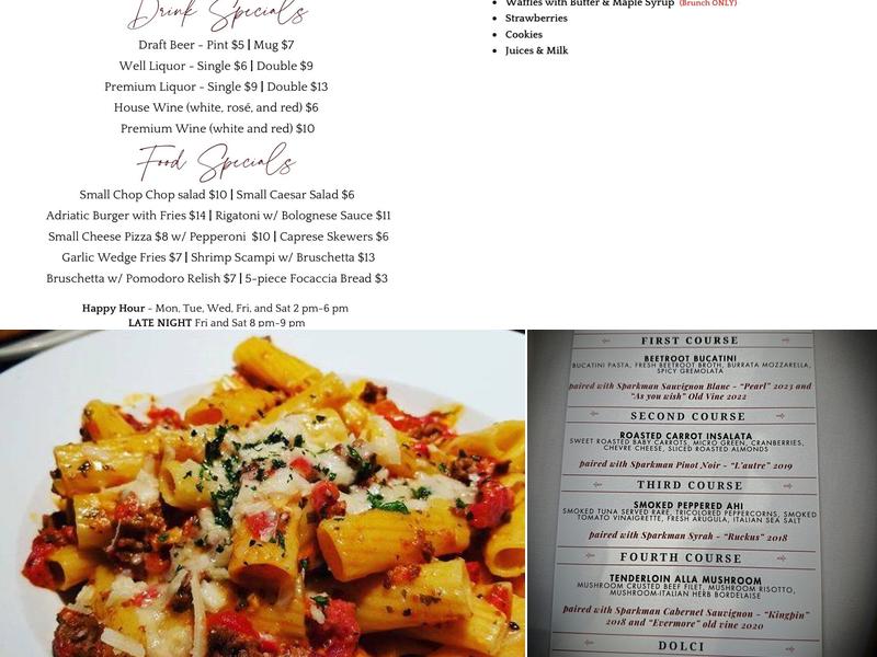 The Adriatic at Oakbrook Menu