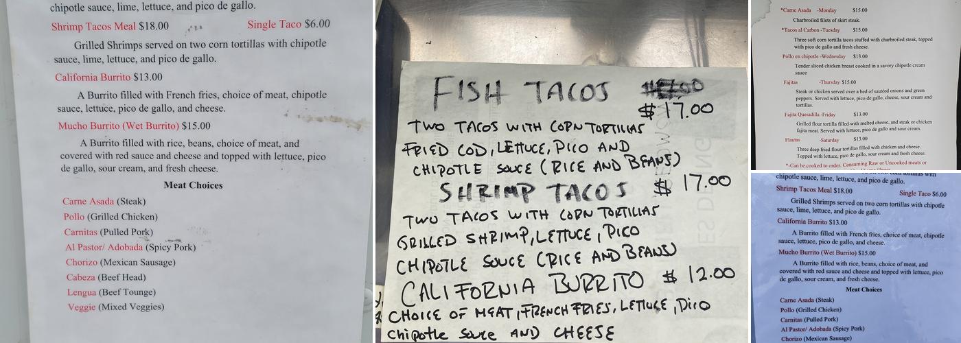 Bandido Mexican Grill Menu