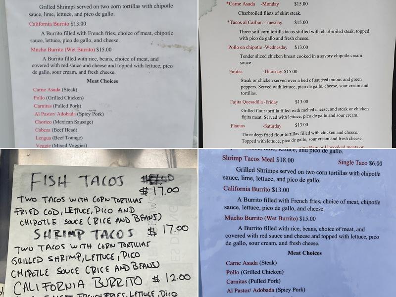 Bandido Mexican Grill Menu