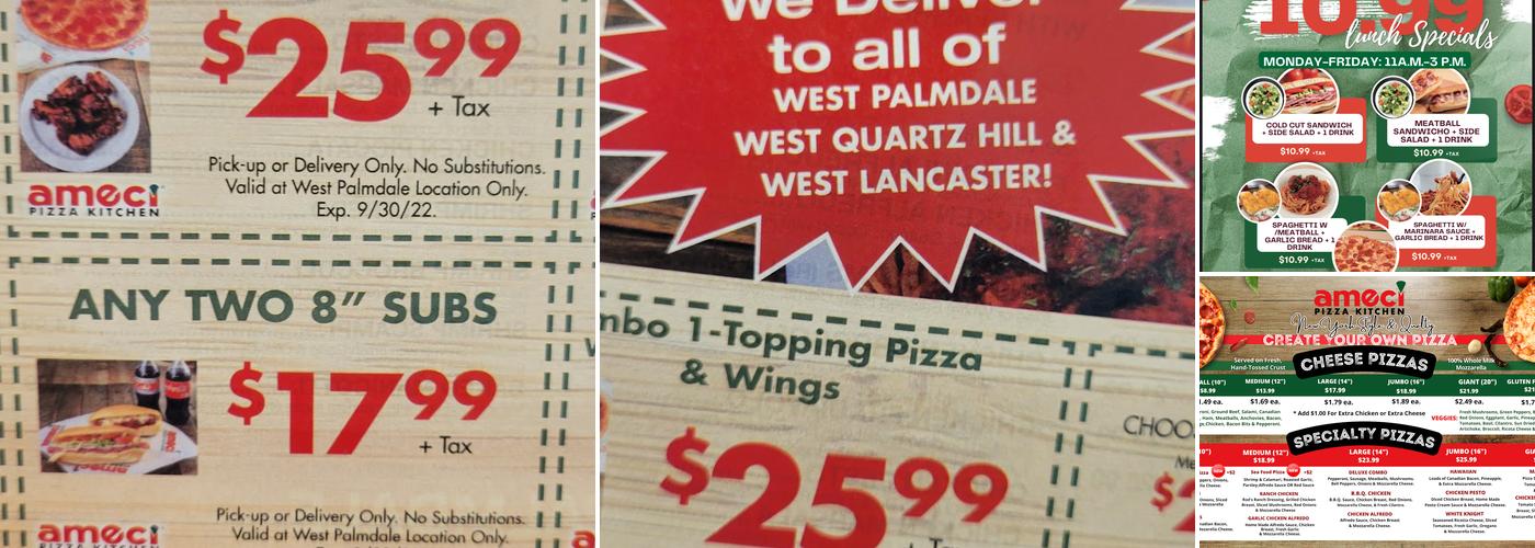 Ameci Pizza and pasta kitchen Menu