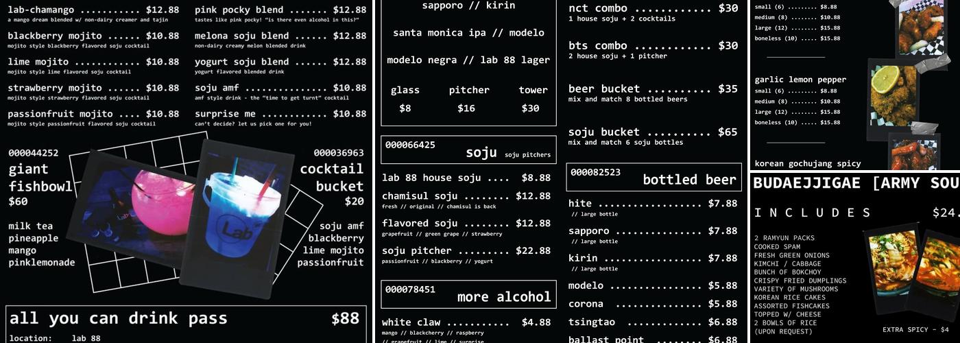 Lab 88 Menu