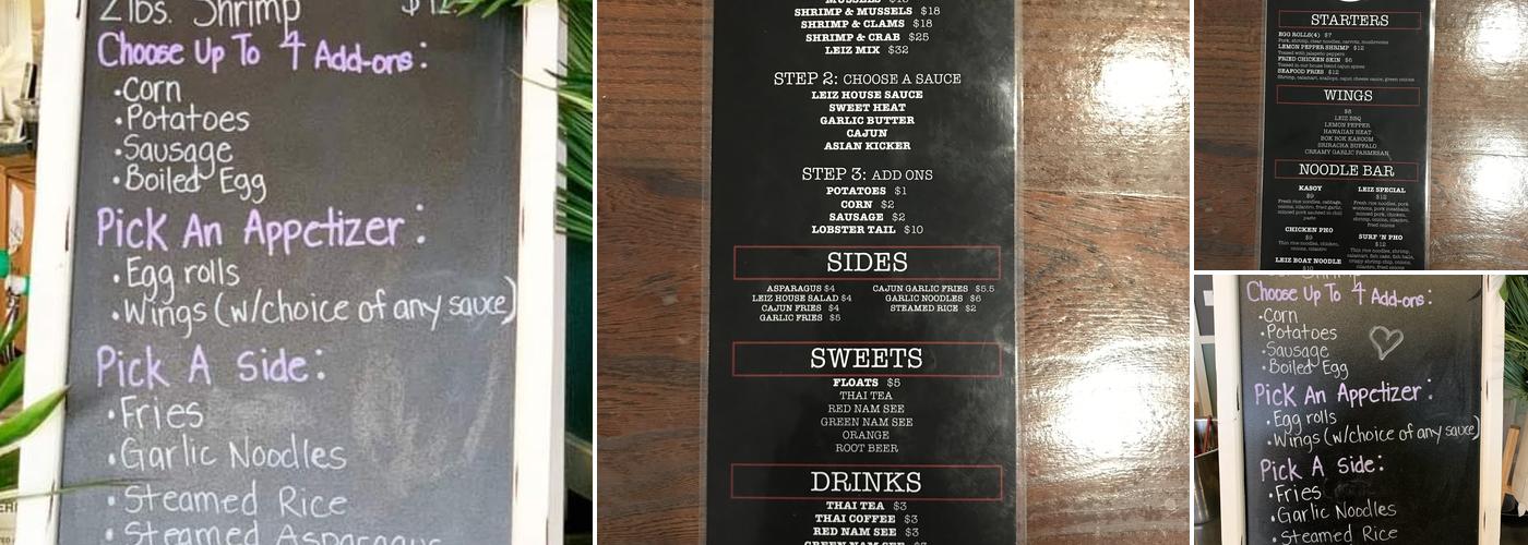 LEIZ HOUSE SEAFOOD AND NOODLES Redding, CA Menu