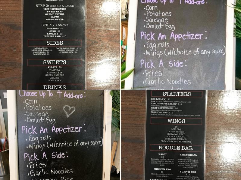 LEIZ HOUSE SEAFOOD AND NOODLES Redding, CA Menu