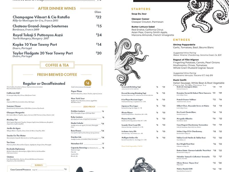 Glasspar Menu