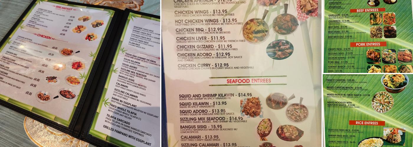 Las Islas Filipinas Restaurant Menu