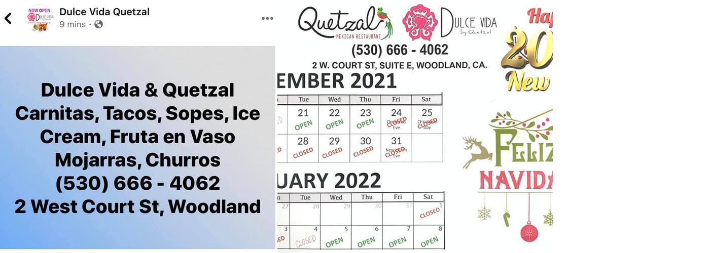 Dulce Vida by Quetzal Menu