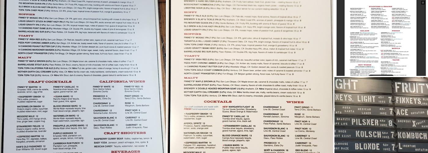 Finney's Crafthouse - San Luis Obispo Menu