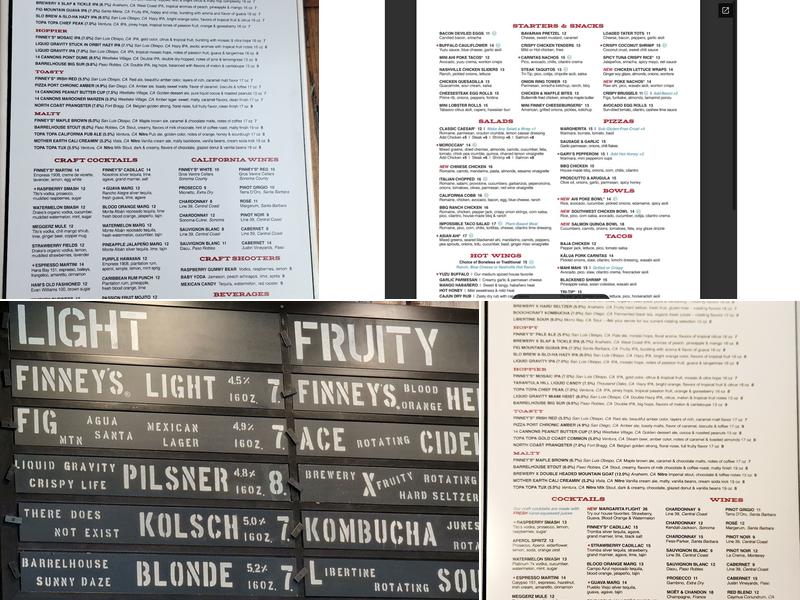 Finney's Crafthouse - San Luis Obispo Menu