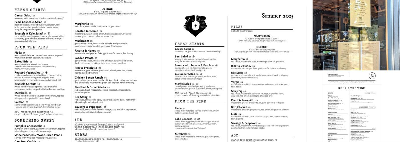 Bear & The Wren Menu