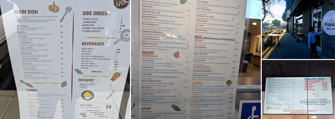 Papa's Thai Cafe Menu