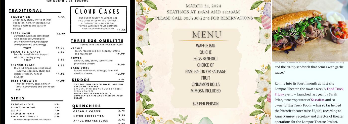 Sassafrass Lompoc Menu